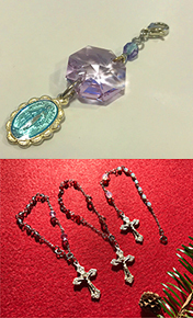 ロザリオブレスレットとお守りサンキャッチャーの作成例